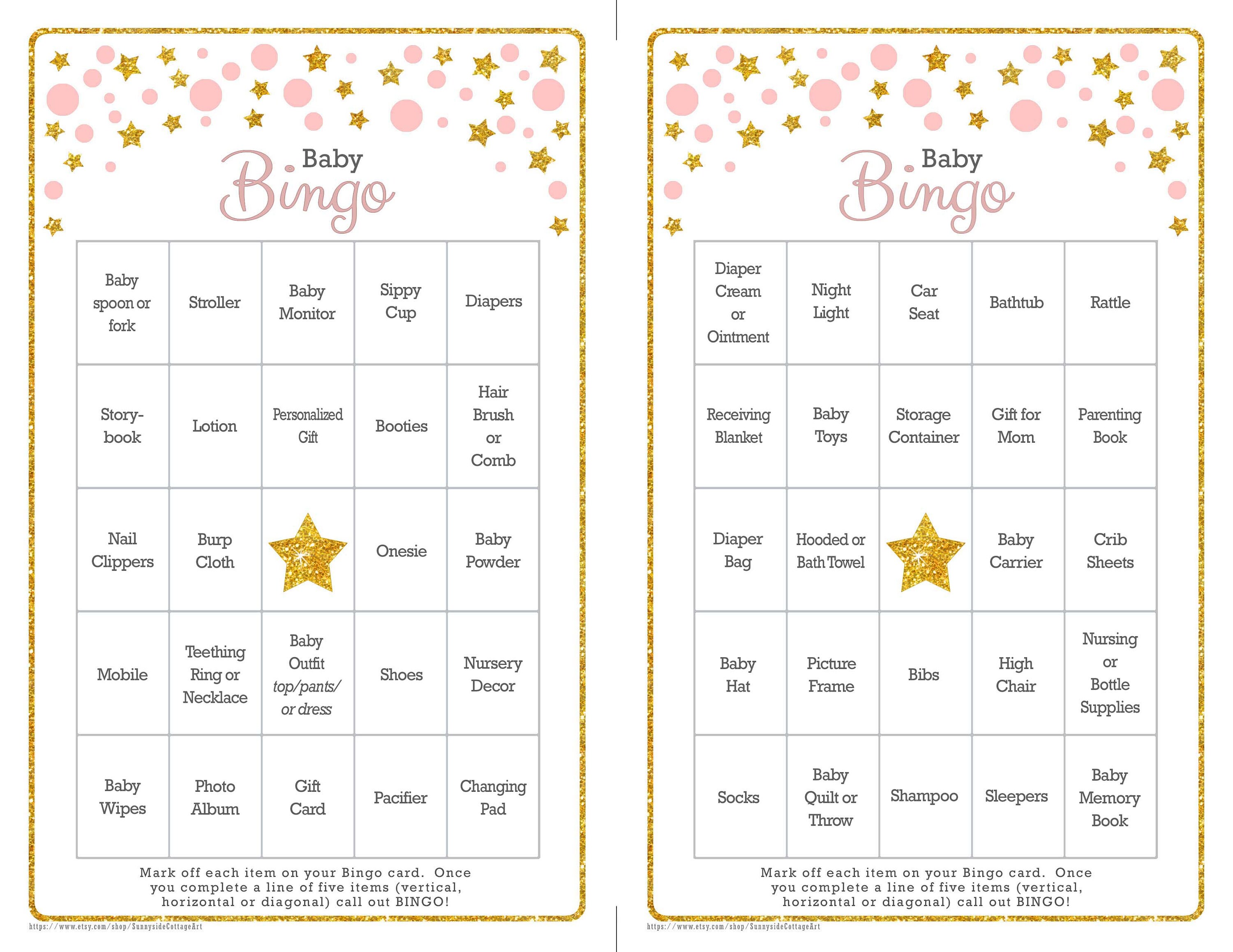 36 card Baby BINGO game with whimsical pink polka dots and Etsy