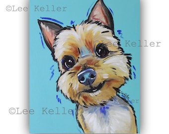 Yorkie art print from original Yorkshire terrier painting, Colorful Yorkie Art, Colorful Yorkshier Terrier Art Print