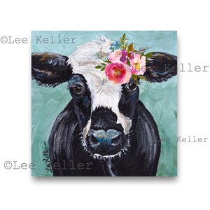 Cow art print, cow decor from original canvas cow painting.