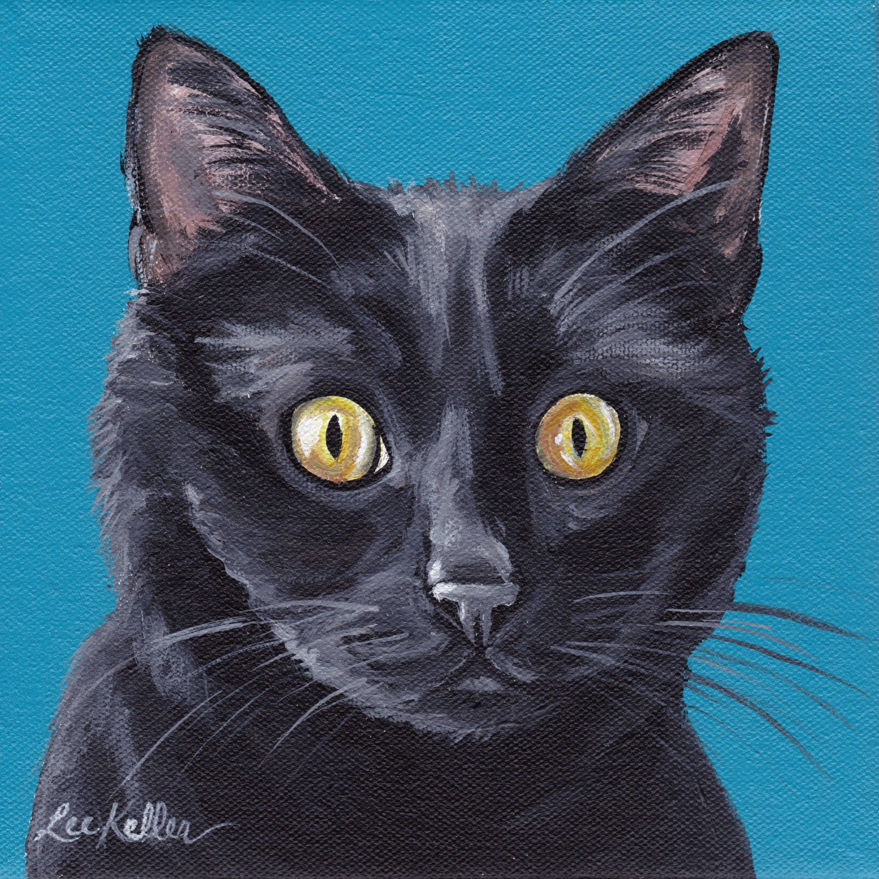 Black Cat Art Print canvas or paper black cat art print 