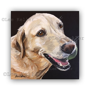 Yellow Lab Art Print.  Yellow Labrador Retriever With Ball, Labrador canvas or paper art print, Labrador Retriever Art prints