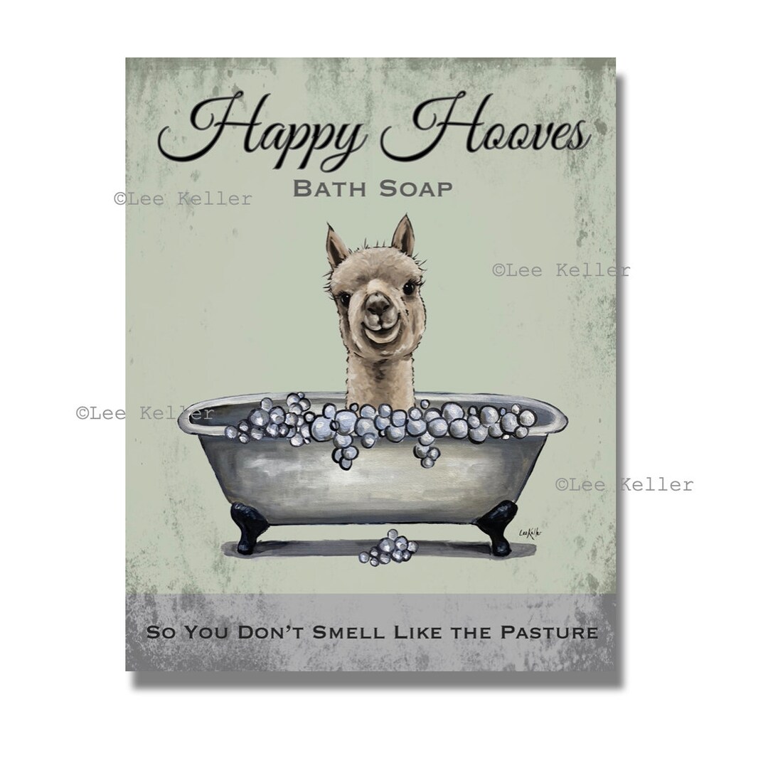 Alpaca Bathroom Art Farm Animal Bathroom Art Farmhouse Etsy