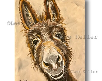 Donkey art, donkey art print, donkey prints,  Donkey decor. Donkey print from original canvas painting &#39;Raymond&#39;.
