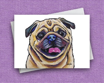 Pug Card, 5x7" Dog Greeting Card, Dogs Greeting Cards