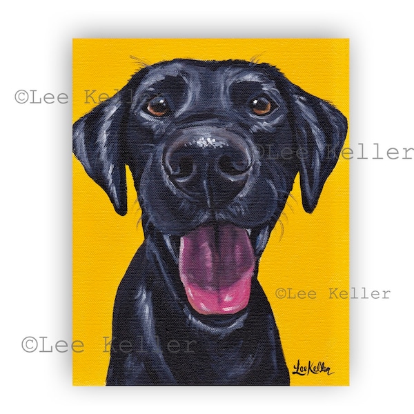 Colorful Black lab art, Fine Art or Canvas Black Labrador print, Black Labrador retriever print, Colorful Fun Black Lab Prints