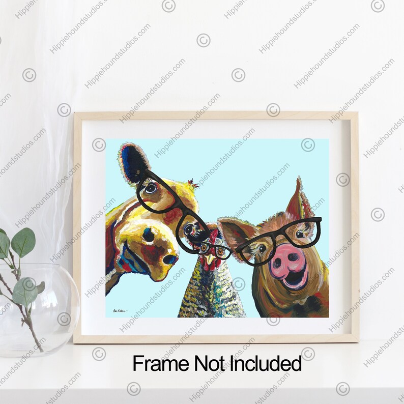 Funny Farm Animal Art Print Farm Animal Canvas Art Chicken Etsy