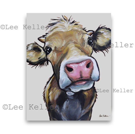 Cow Art Print From Original Canvas Cow Painting. Farmhouse Cow Art