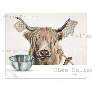 Highland Cow Kitchen Art,  Cow Baking Art, Farm Animal Kitchen Art