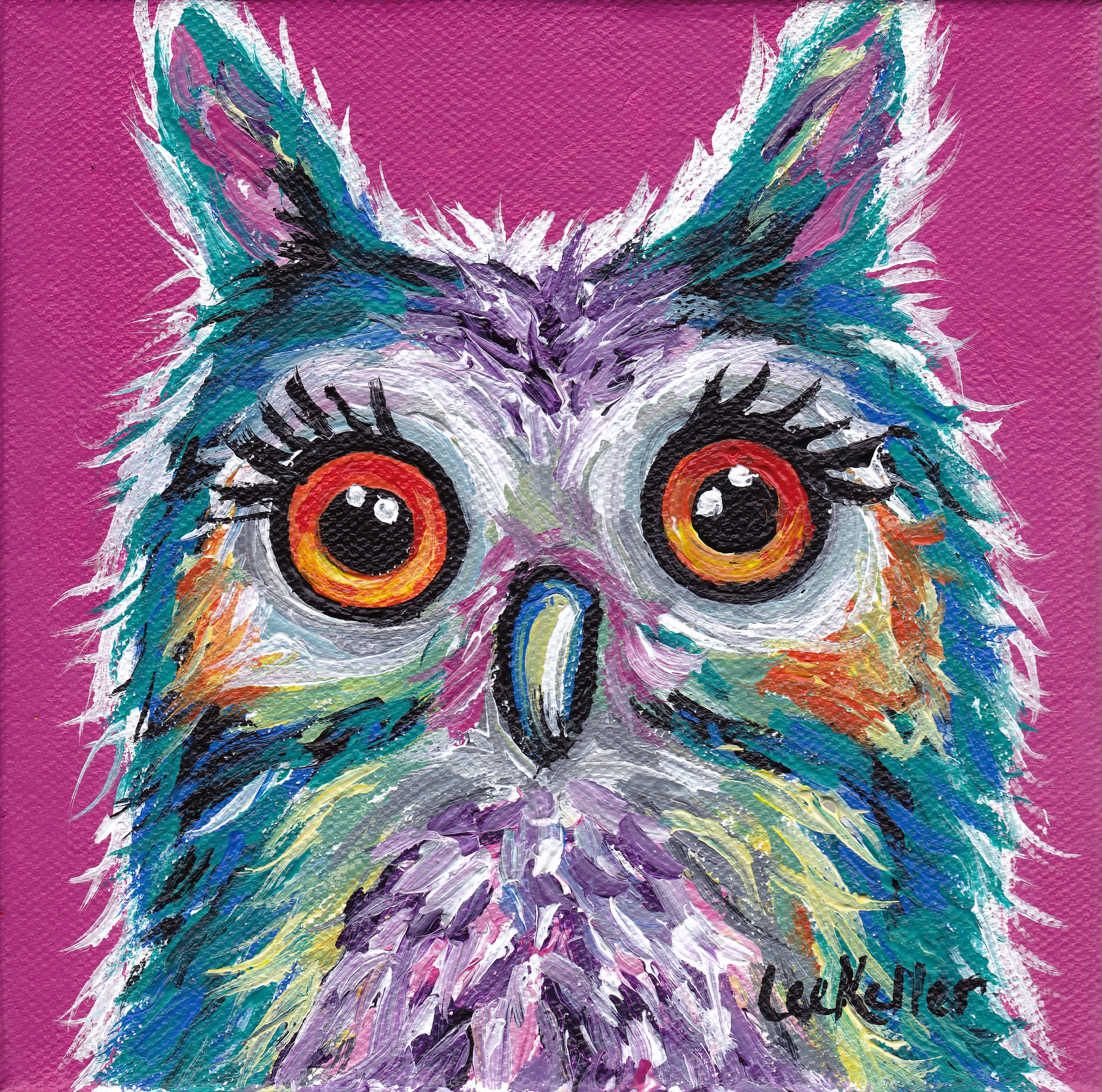 colorful owl art print