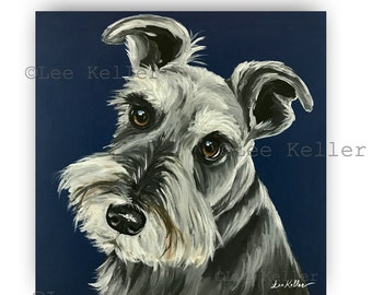 Schnauzer Art Print, Schnauzer Wall Decor -  Schnauzer Canvas or Fine Art Print - White or Black and Silver Option