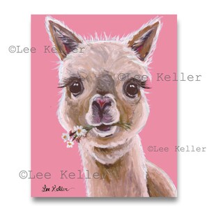 Alpaca art, alpaca decor. Alpaca print from original Alpaca on canvas painting.