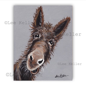 Donkey art print, Donkey decor. Donkey print from original canvas painting, Burro art print, fun donkey art, donkey with flower crown art