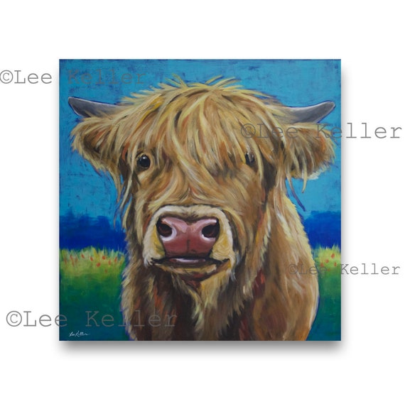 Scottish Highland Cow Art Print - Highland Cow Prints - Highland Cow Canvas or Fine Art Print - Highland Cow Decor - Highland Cow Wall Art