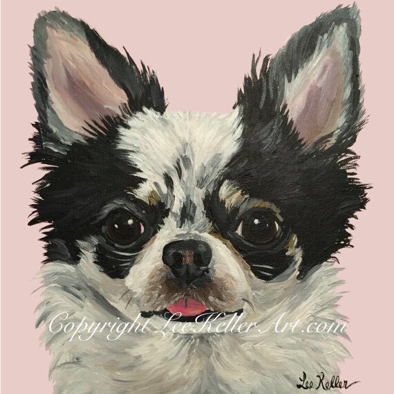 Chihuahua Art Print Long Hair Chihuahua Art Print On Canvas Etsy