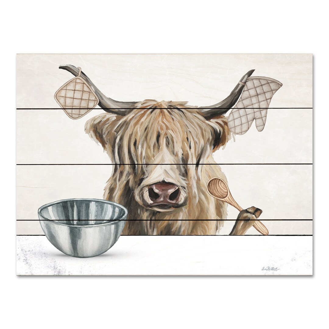 Highland Cow Wood Wall Decor, Highland Cow Pallet Art, Cow Baking Art