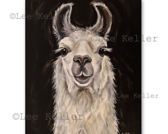 Llama art print, llama art, Llama prints, Llama canvas art, Farmhouse animal art, nursery art, kitchen art, farmhouse art