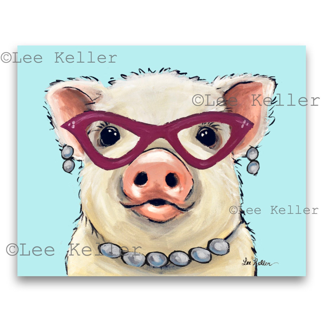 Pig Art Pig Decor. Pig Print From Original Pig on Canvas - Etsy