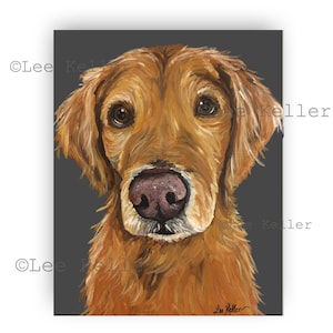 Golden retriever art, Golden Retriever print from original painting, Golden Retriever Print on Canvas or paper, Sweet golden retriever art