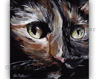 Tortoiseshell Cat Art Print, Cat Canvas Art, Tortoiseshell  Cat Canvas or Fine Art prints, Cat Decor, Calico Cat Art