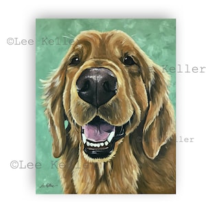 Golden Retriever art print from original Golden Retriever painting, Golden Retriever Print canvas and paper options