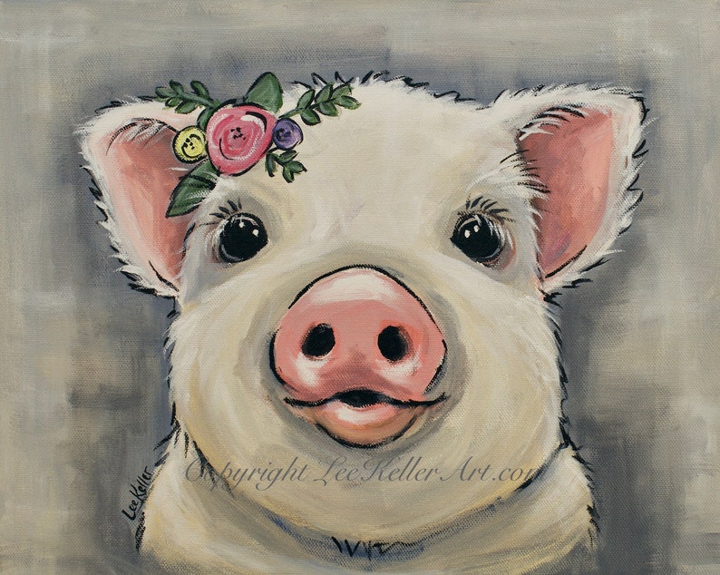 Pig Art Pig Decor Pig Print From Original Pig On Canvas Etsy