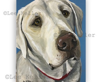 Yellow Lab Art Print,Yellow lab prints, Cute Yellow Labrador Retriever Art Canvas and Paper options