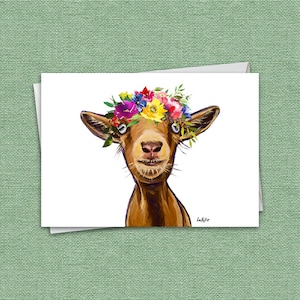 Summer Goat Card 'Poundcake', 5x7" Goat Greeting Card, Goats Greeting Cards