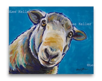 Sheep art, sheep decor. Sheep print from original painting, Sheep art prints, cute whimsical sheep art, Sheep Canvas art
