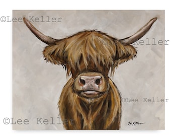 Highland Cow Art - Highland Cow Canvas Art -  Farmhouse Highland Cow Print - Highland Cow Decor - Highland Cow Gifts - Highland Cow Prints