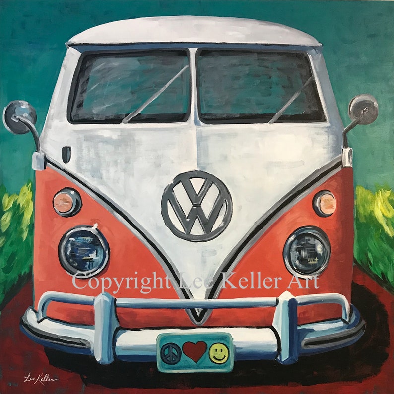 Hippie Van Art Volkswagen Van art print Volkswagen Bus art Etsy