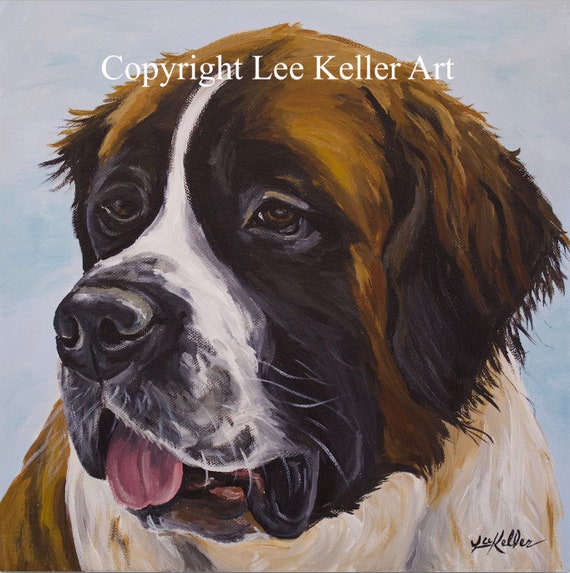 Saint Bernard art print from original Saint Bernard painting Etsy