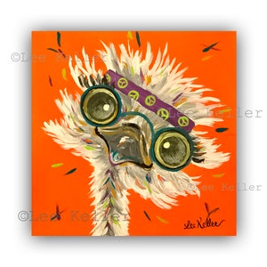 Ostrich art print, ostrich prints, colorful fun Ostrich, funny animal art, cute kid room art, ostrich prints, Ostrich Canvas Art