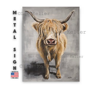 Farmhouse Highland Cow Tin Sign - Highland Cow Metal Sign - Farmhouse Decor Cow Sign - Highland Cow Wall Art - Highland Cow Gifts -Cow Metal
