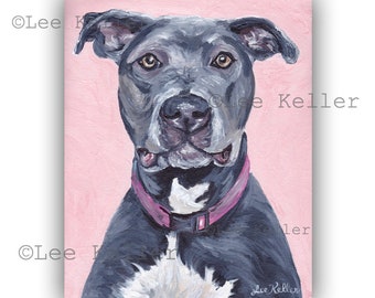 Pit Bull art print. Pit bull prints, pit bull art from original pit bull painting, pit bull decor, cute pit bull