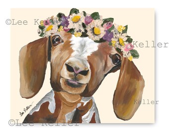 Goat art print from original canvas goat painting, goat prints, goat art prints, cute goat art, goat canvas art, farmhouse goat art