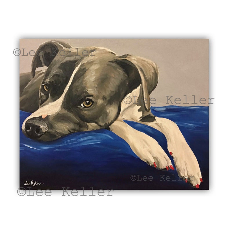 Pit Bull art print from original pit bull painting, pit bull prints. pit bull art, pit bull decor image 1