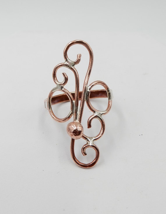 Copper Wire & Sterling Silver Solder Ring, Large … - image 1