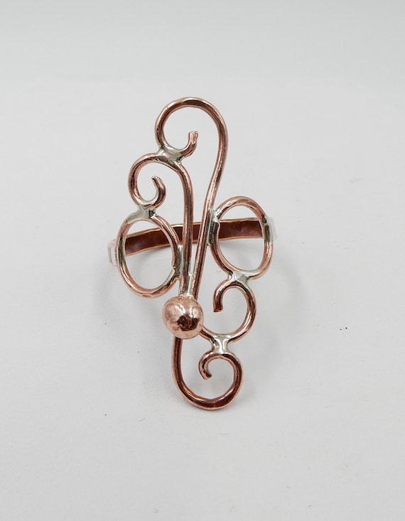 Handmade Copper & Sterling Silver Solder Ring - Size 12.25