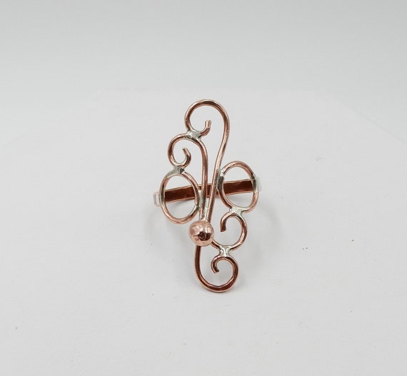 Copper Wire & Sterling Silver Solder Ring, Large … - image 2