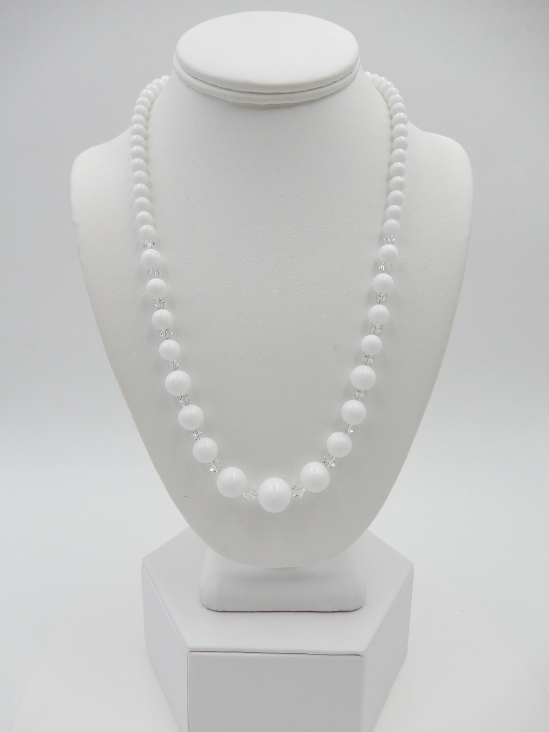 Jade Necklace, White Jade, Bead Necklace, White Jade Necklace