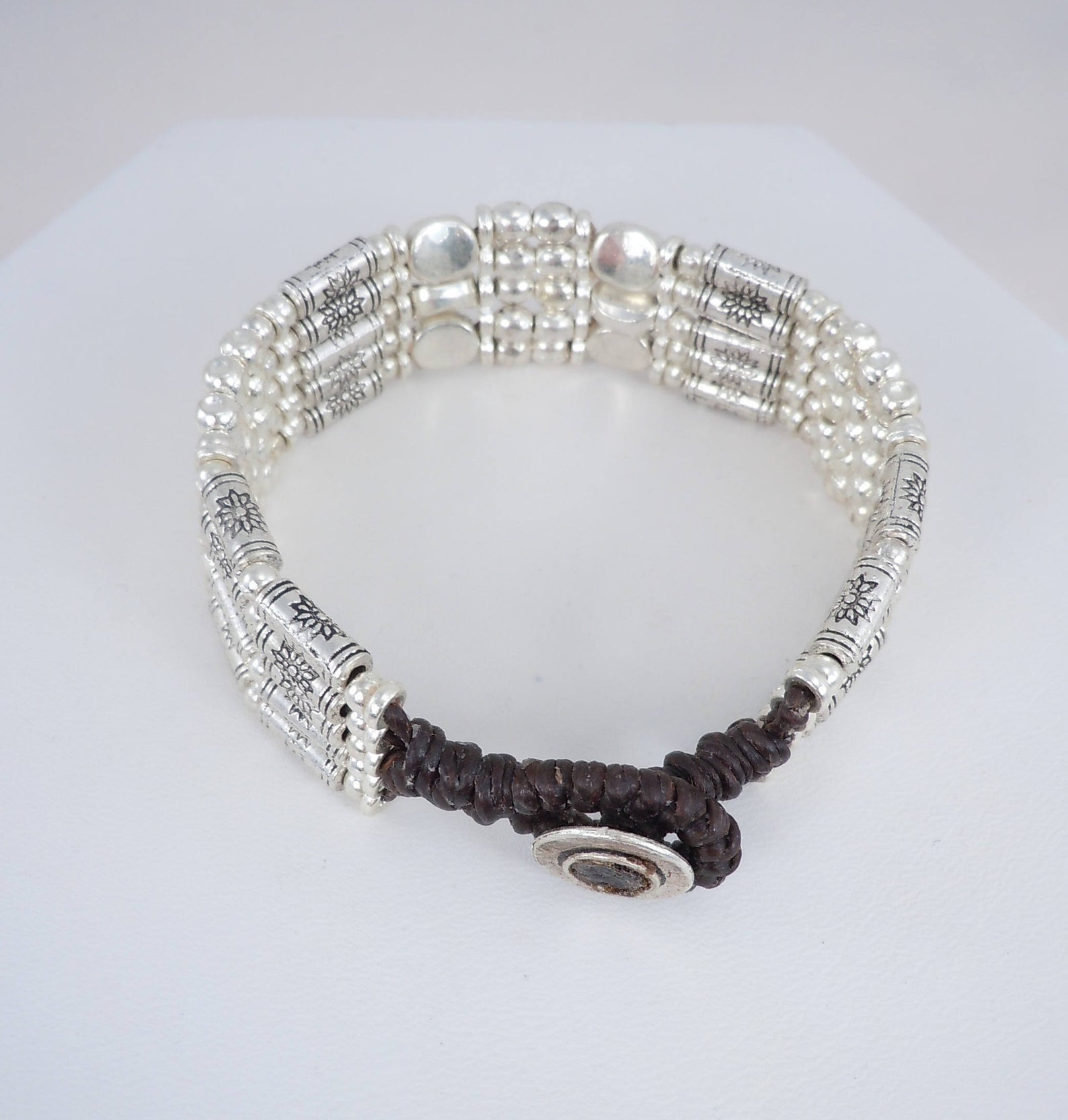 Bali Bead Bracelet Silver Alloy Beads Multi Strand Bracelet Etsy 日本
