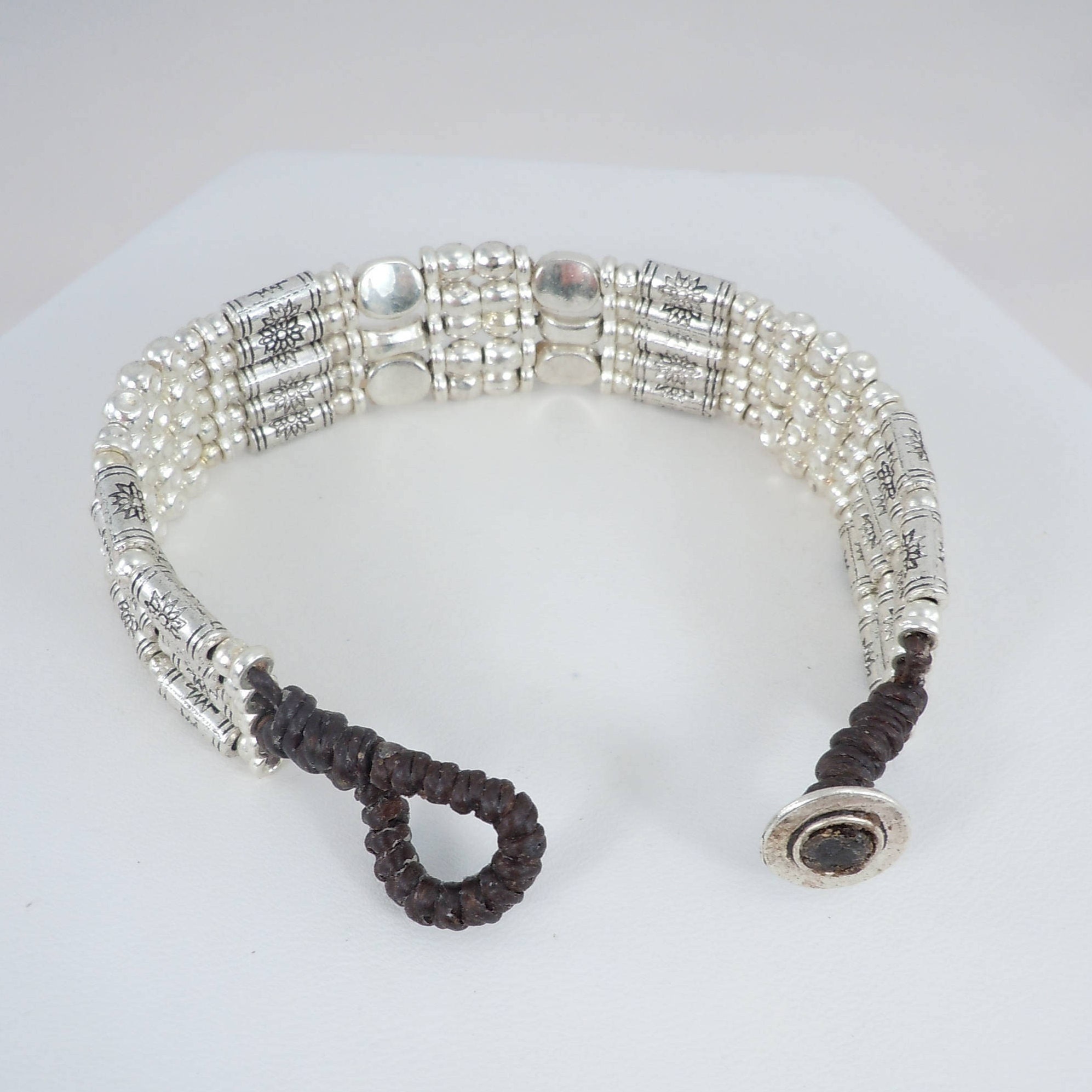 Bali Bead Bracelet Silver Alloy Beads Multi Strand Bracelet Etsy 日本