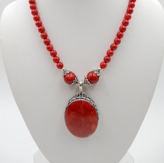Sterling Silver Red Coral Beaded Pendants Sterling Silver Red Coral Beaded Pendants