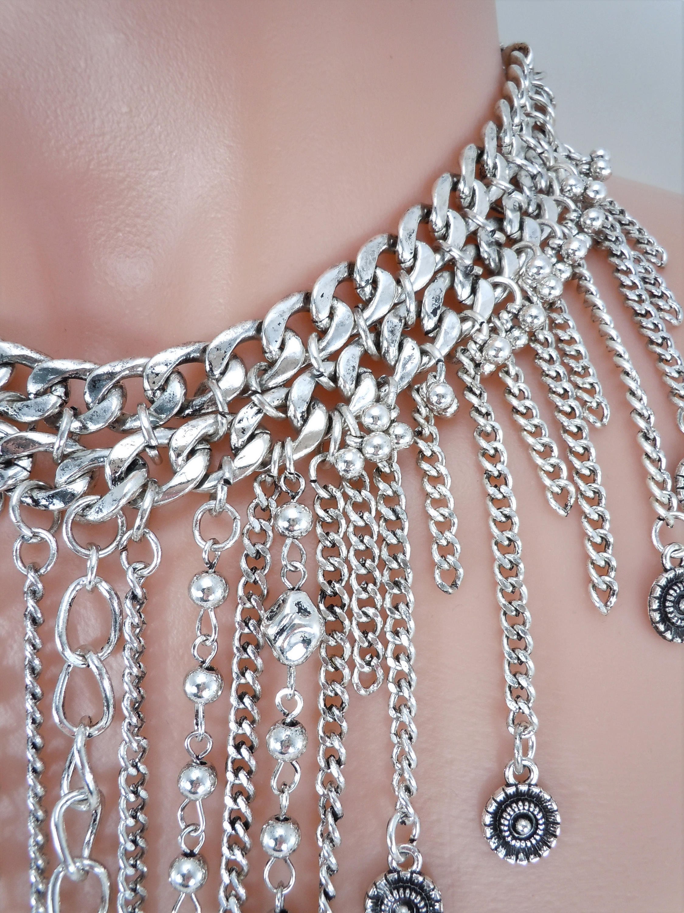 Long Boho Chain Necklace Bohemian Necklace Charm Necklace Etsy