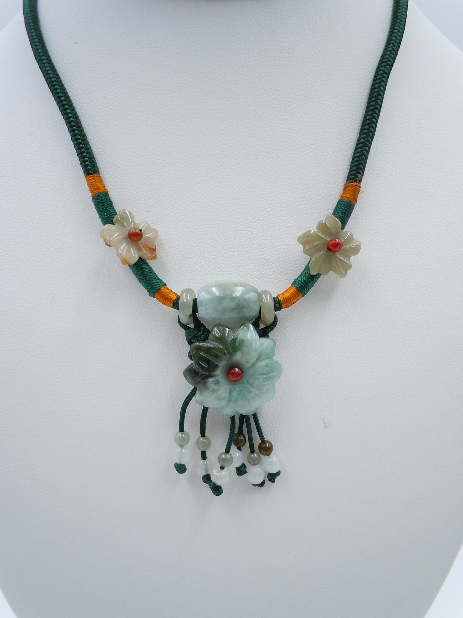 Jade Flower Necklace Choice of Two Styles Hand Carved Jade Etsy 日本