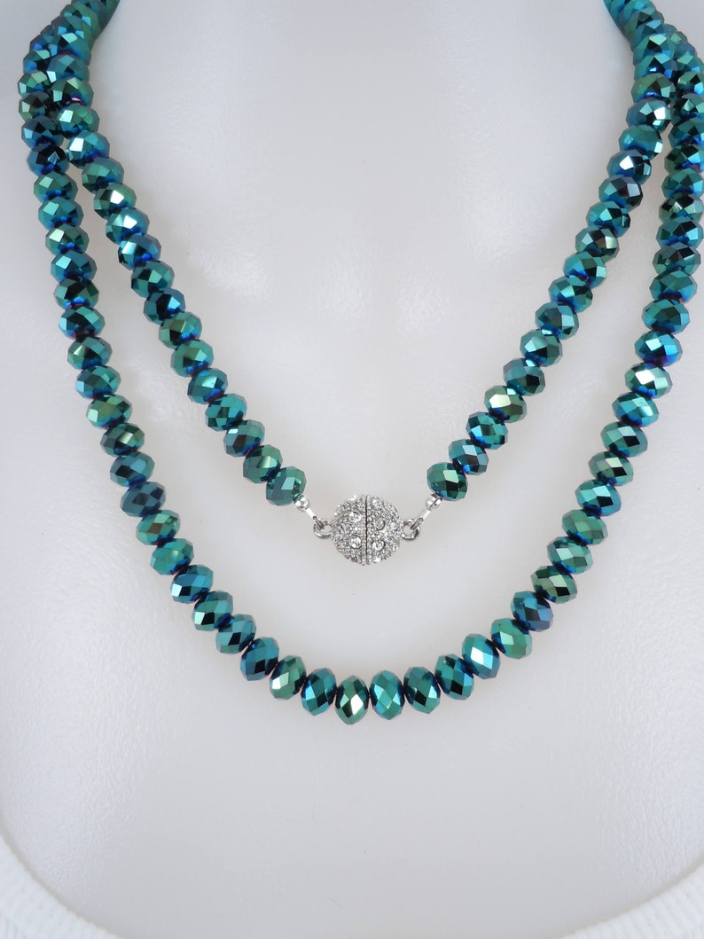 Green Crystal Bead Necklace Set Two in One Necklace - Etsy