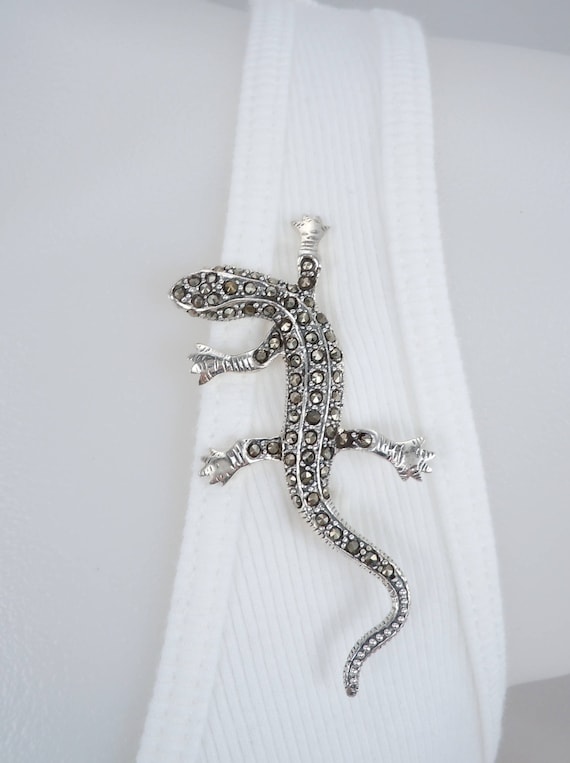 Vintage Gecko Sterling Silver Marcasite Pin/Brooch