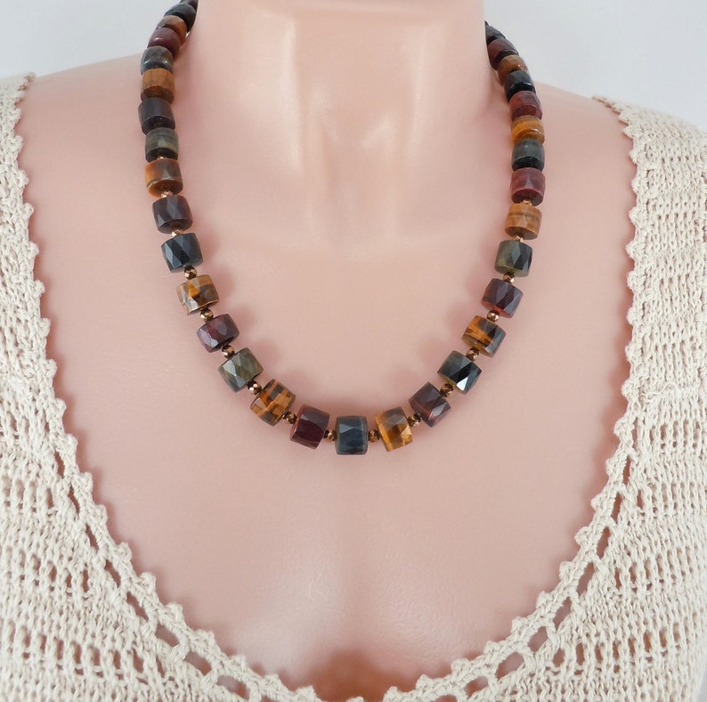 Tiger Eye 23 Inch Bead Necklace Bead Necklace Genuine Tiger Etsy