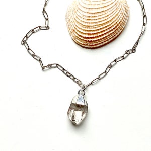 Herkimer Diamond 16&quot; Necklace - Sterling Silver Chain Herkimer Diamond Pendant necklace - Silver Necklace - Gemstone Necklace - Made in Maui