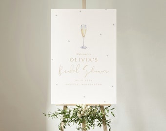 Pearls & Prosecco Bridal Shower Welcome Sign Template/Digital Download Template